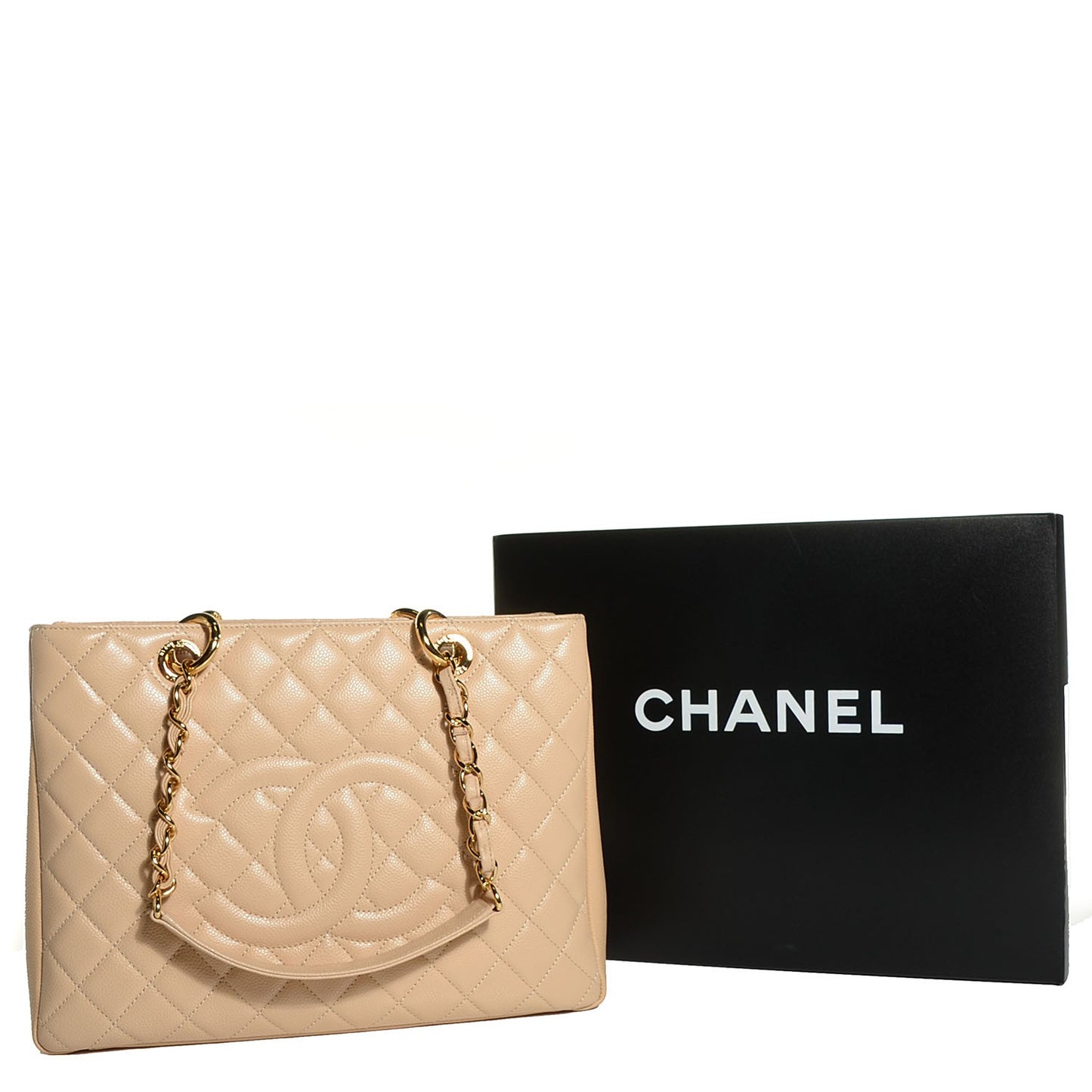 Caviar Quilted Grand Shopping Tote Beige