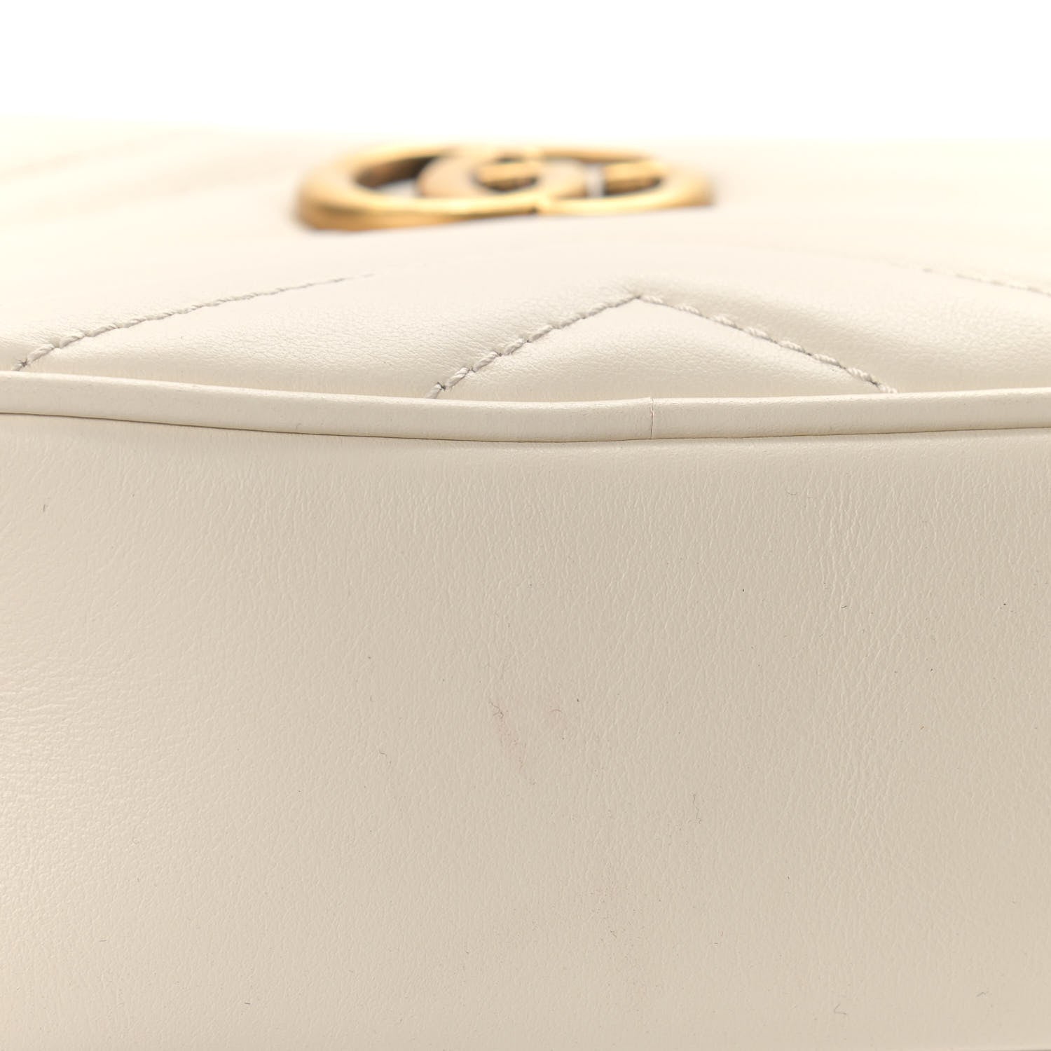 Gucci Calfskin Matelasse Mini GG Marmont Chain Shoulder Bag White 11 of 12