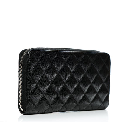 Chanel Caviar Quilted Large Gusset Zip Around Wallet Black 3 of 8