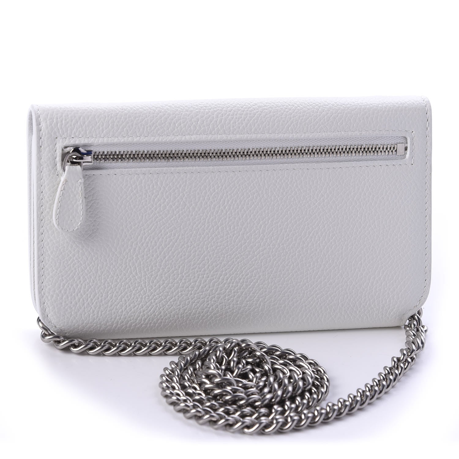 Balenciaga Grained Calfskin Logo Cash Phone Holder Wallet On Chain White Fluo Pink 3 of 12