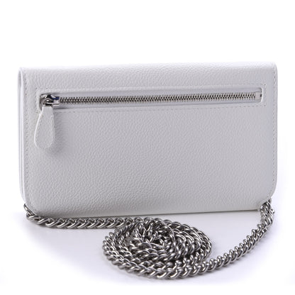 Balenciaga Grained Calfskin Logo Cash Phone Holder Wallet On Chain White Fluo Pink 3 of 12