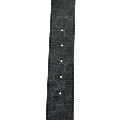 Gucci GG Supreme Monogram Selleria Calfskin Interlocking G 40mm Belt 95 38 Black Grey 4 of 6