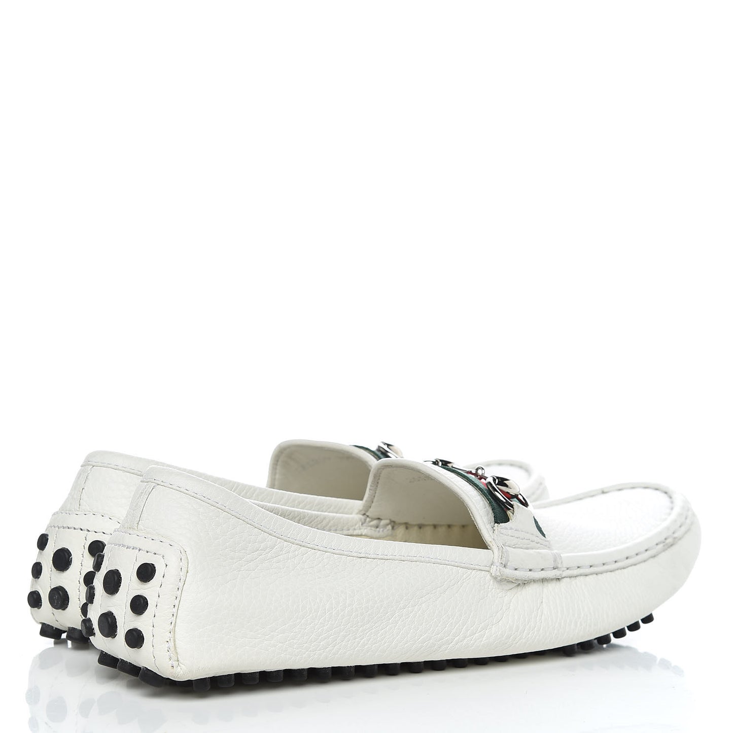 Road Calfskin Web Womens Horsebit Driver Loafers 39.5 Great White