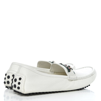 Gucci Road Calfskin Web Womens Horsebit Driver Loafers 39.5 Great White 4 of 13