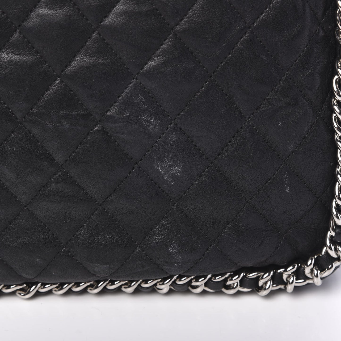 Washed Lambskin Quilted Maxi Chain Around Flap Black