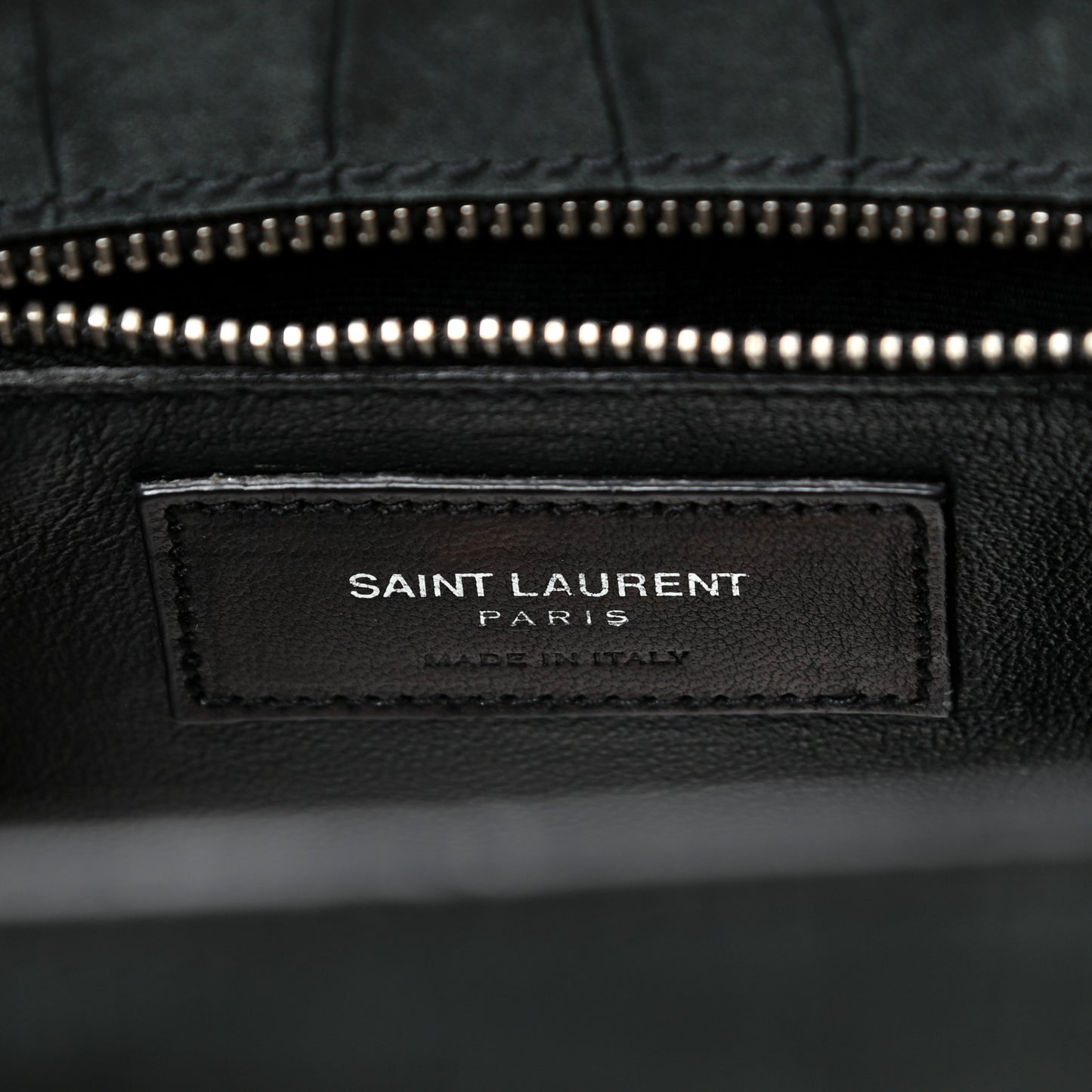 Calfskin Crocodile Embossed Small Sac De Jour Dusty Black