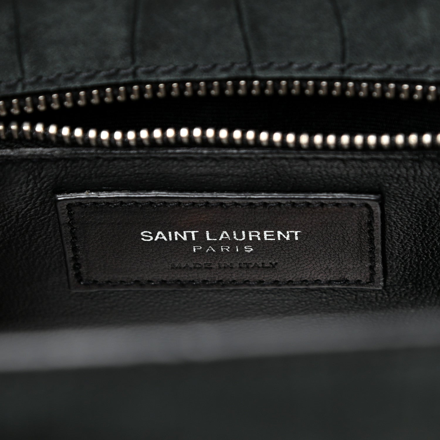 Saint Laurent Calfskin Crocodile Embossed Small Sac De Jour Dusty Black 6 of 18