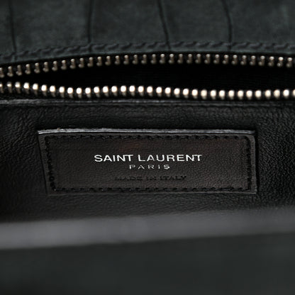 Saint Laurent Calfskin Crocodile Embossed Small Sac De Jour Dusty Black 6 of 18