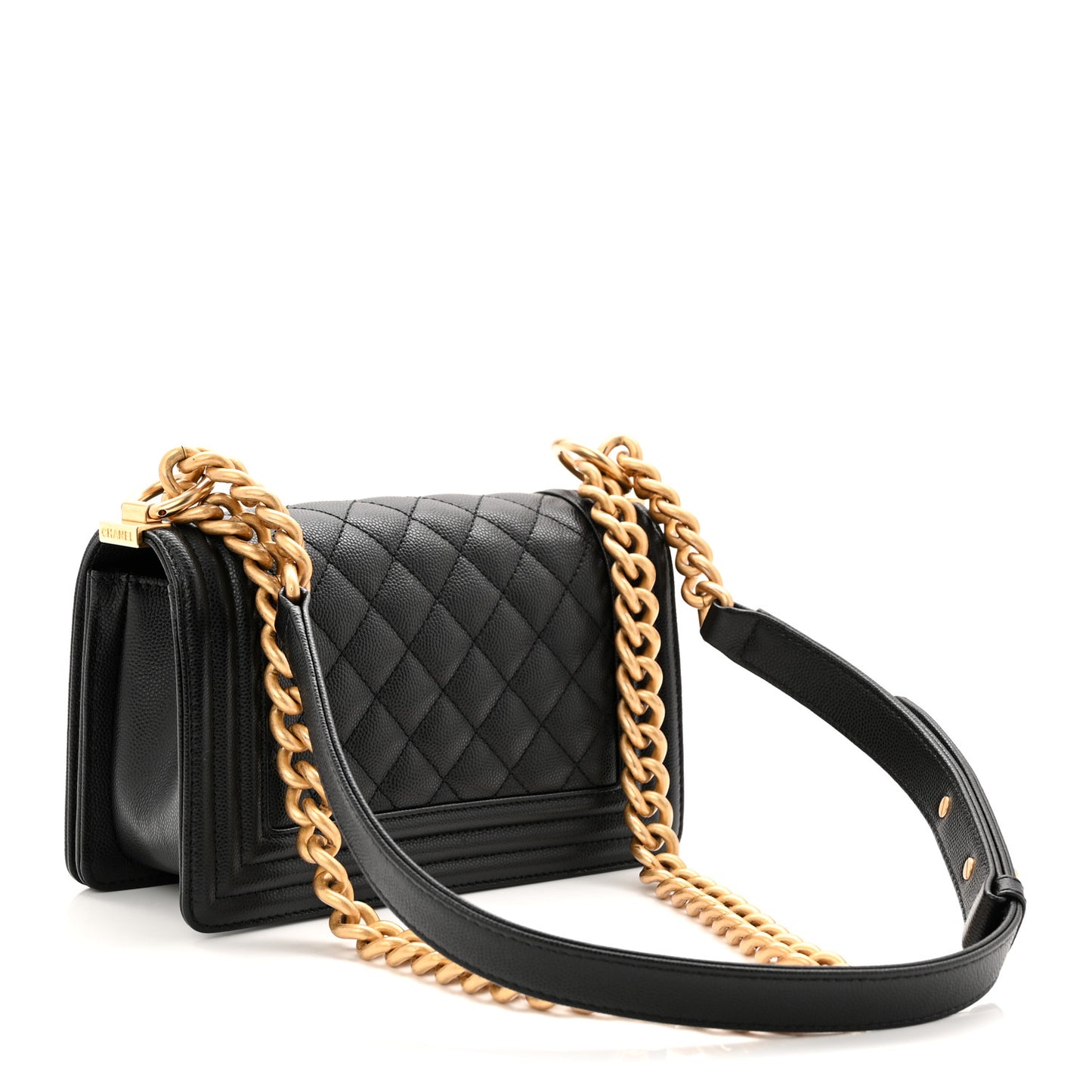 Caviar Quilted Small Boy Flap Black