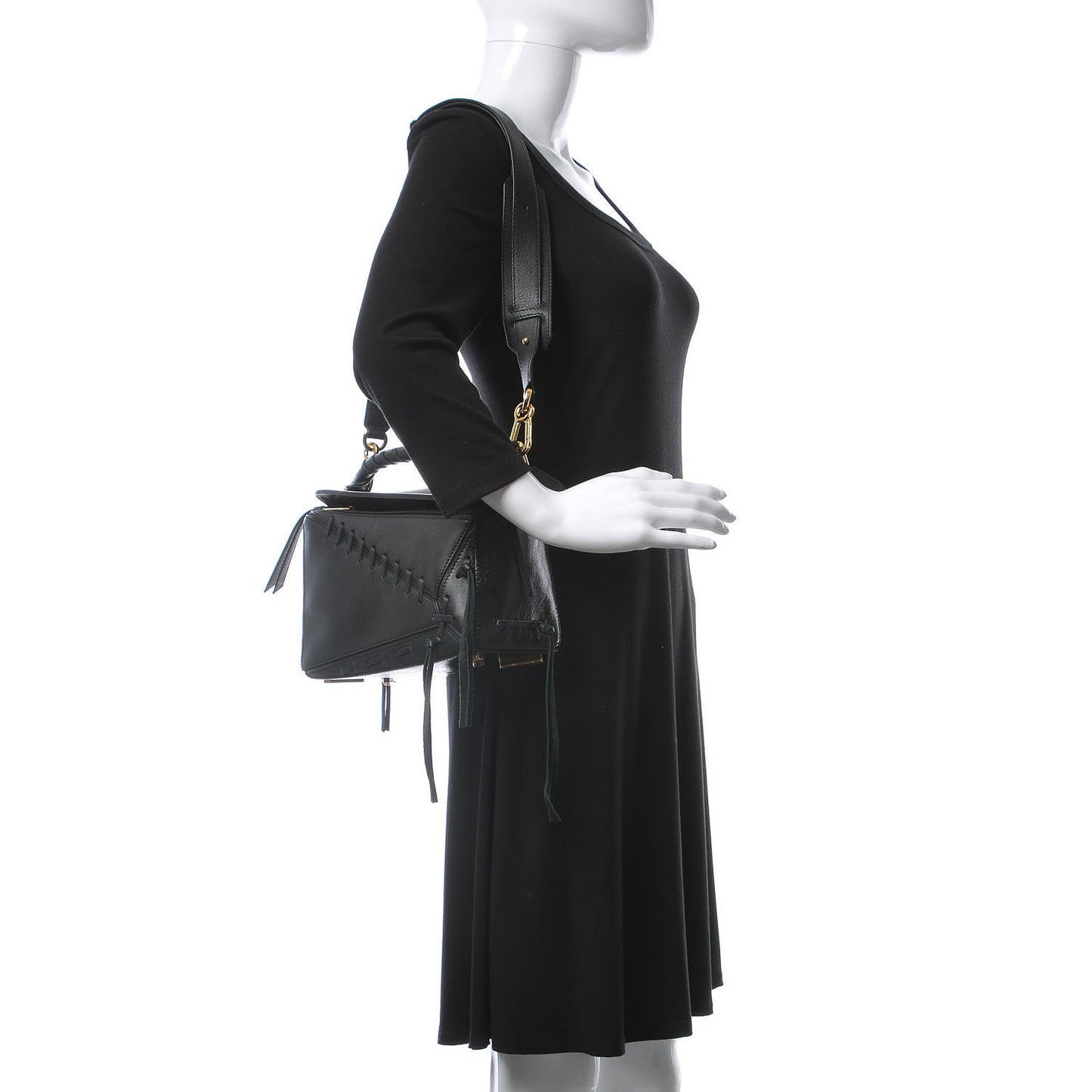 Calfskin Small Whipstitch Puzzle Bag Black