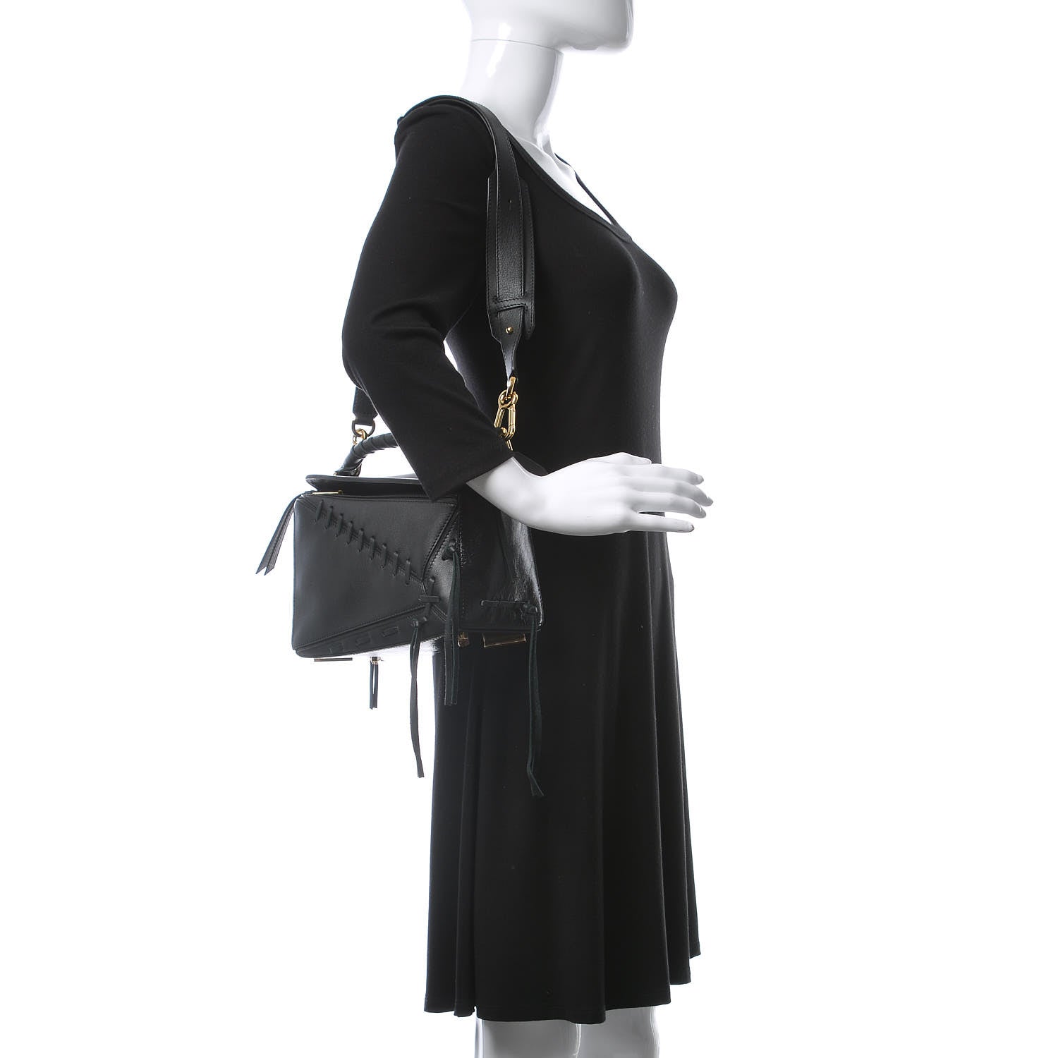 Loewe Calfskin Small Whipstitch Puzzle Bag Black 2 of 9