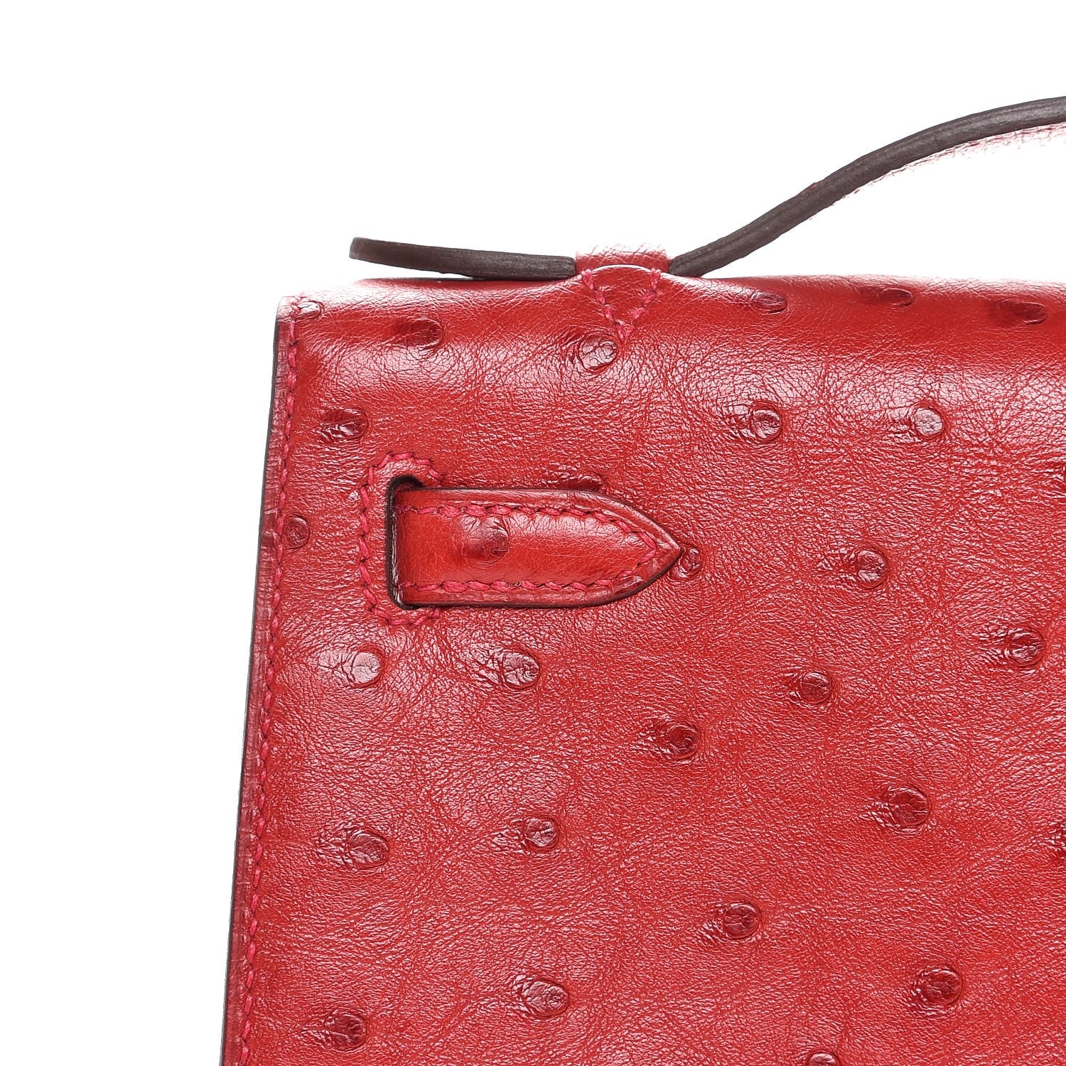 Hermes Ostrich Kelly Pochette Rouge Vif 13 of 35