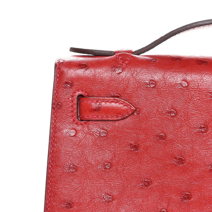 Hermes Ostrich Kelly Pochette Rouge Vif 13 of 35