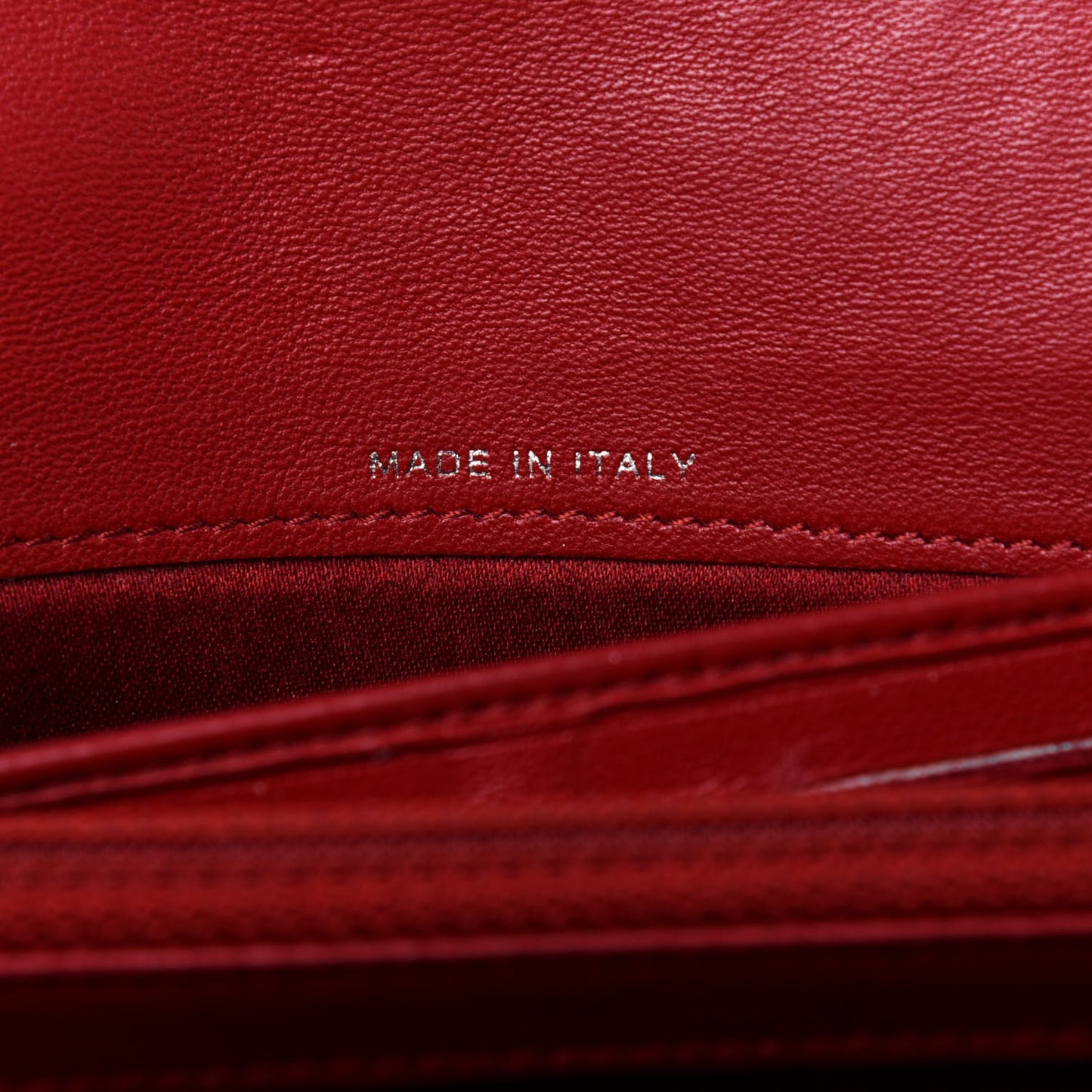 Lambskin Camellia Embossed Flap Wallet Red