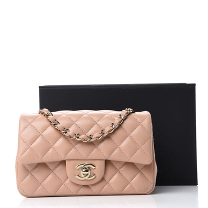 Chanel Lambskin Quilted Mini Rectangular Flap Beige 11 of 11