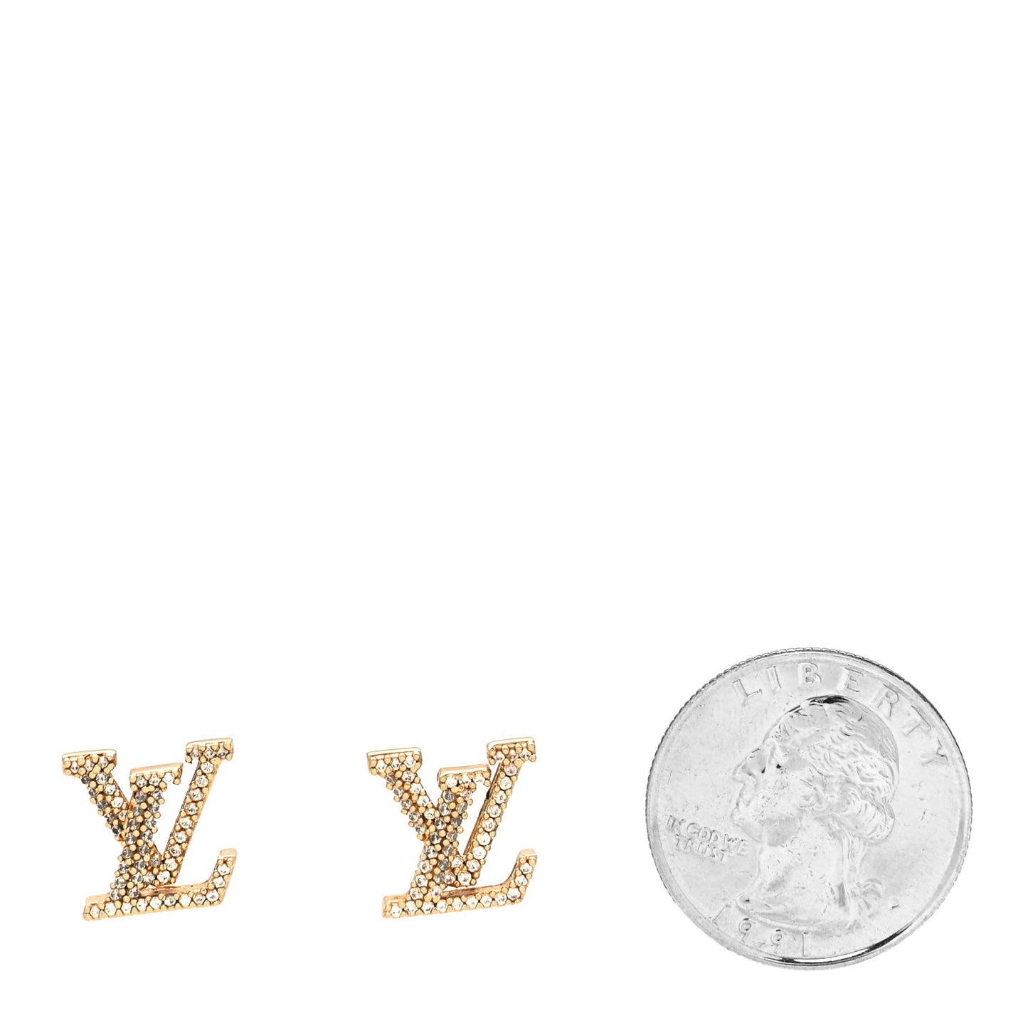 Metal Crystal LV Iconic Earrings Gold