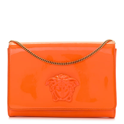 Versace Patent Palazzo Medusa Chain Evening Bag Orange 1 of 13
