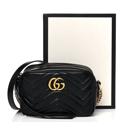 Gucci Calfskin Matelasse Mini GG Marmont Chain Shoulder Bag Black 16 of 16