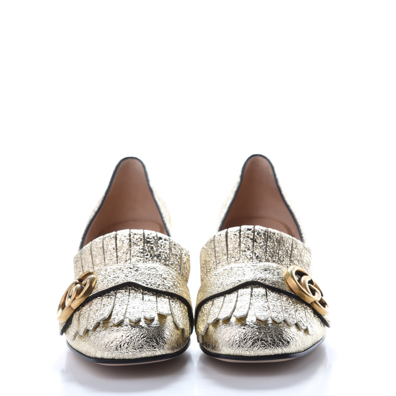 Gucci Galassia GG Marmont Fringe 50mm Loafer Pumps 37.5 Platino 2 of 9