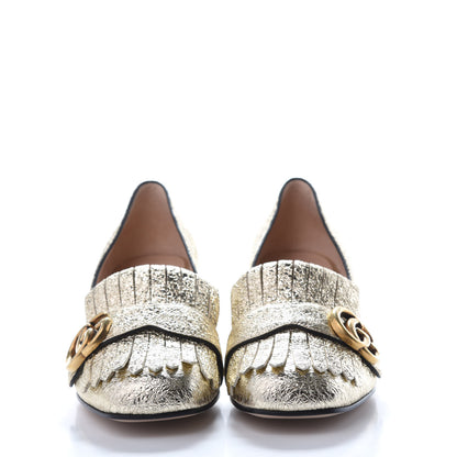 Gucci Galassia GG Marmont Fringe 50mm Loafer Pumps 37.5 Platino 2 of 9