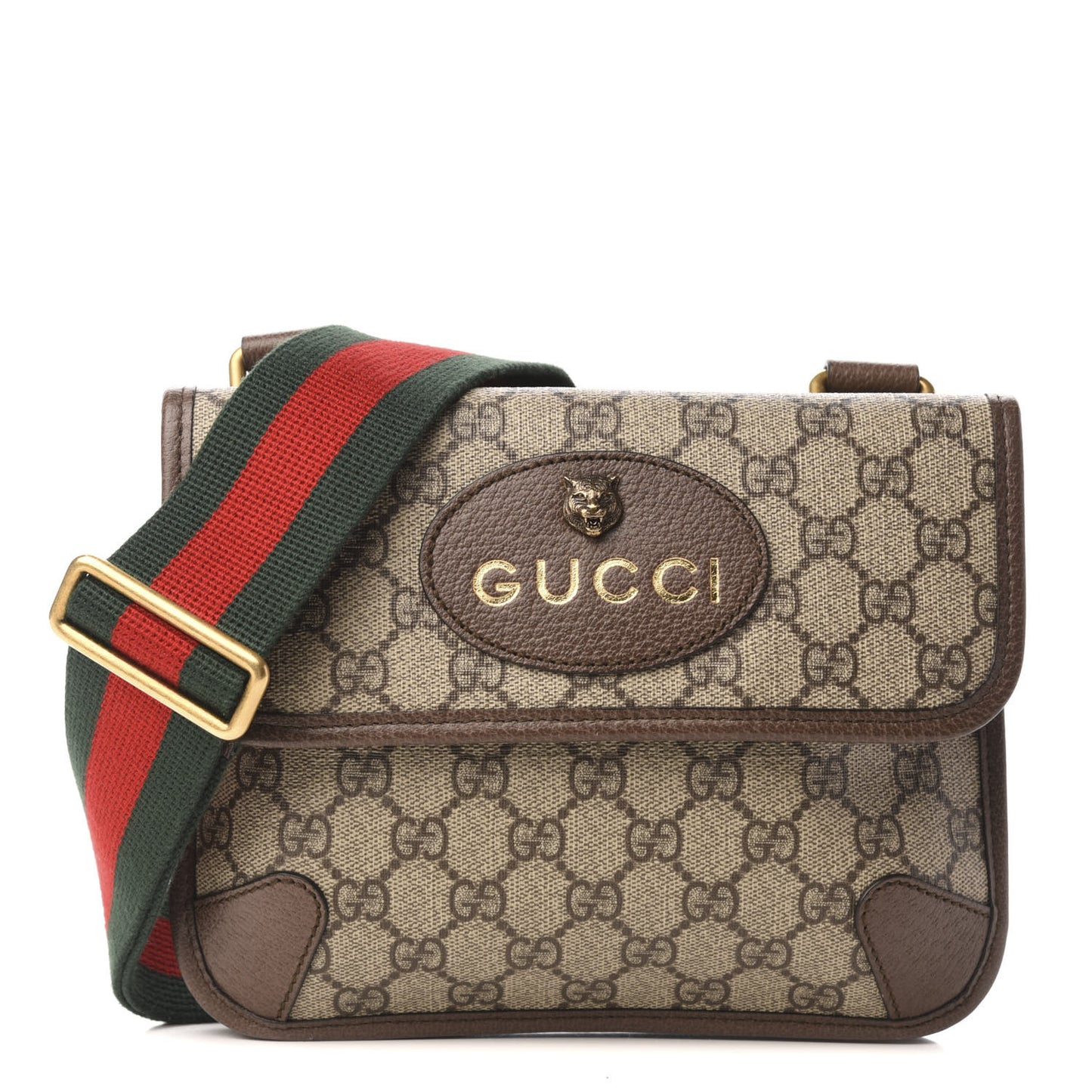 GG Supreme Monogram Web Small Neo Vintage Double Flap Messenger Bag Beige New Acero
