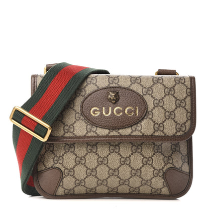 Gucci GG Supreme Monogram Web Small Neo Vintage Double Flap Messenger Bag Beige New Acero 1 of 11