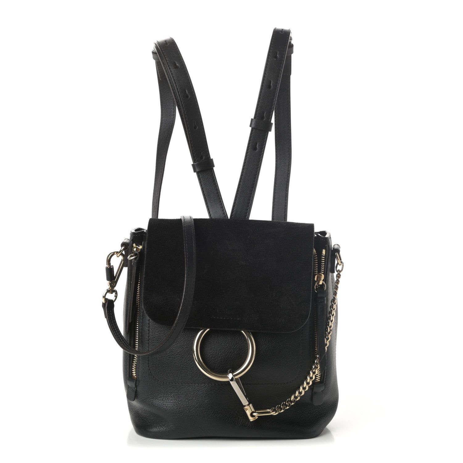 Chloe Suede Calfskin Small Faye Backpack Black 1 of 9