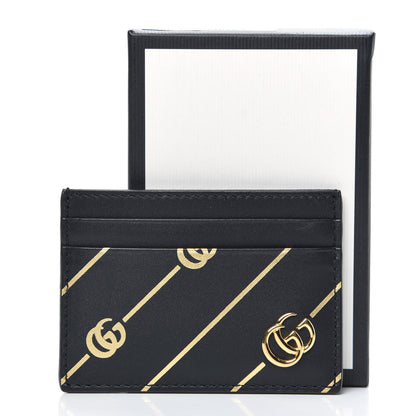Gucci Calfskin Diagonal GG Card Holder Black Gold 6 of 6