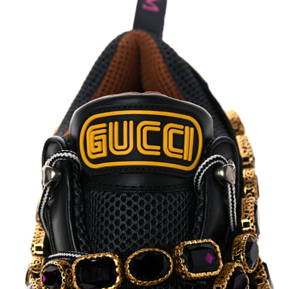 Gucci X SEGA Mesh Suede Calfskin Removable Crystals Mens Flashtrek Sneakers 8.5 Loess Black Olive Green 8 of 13