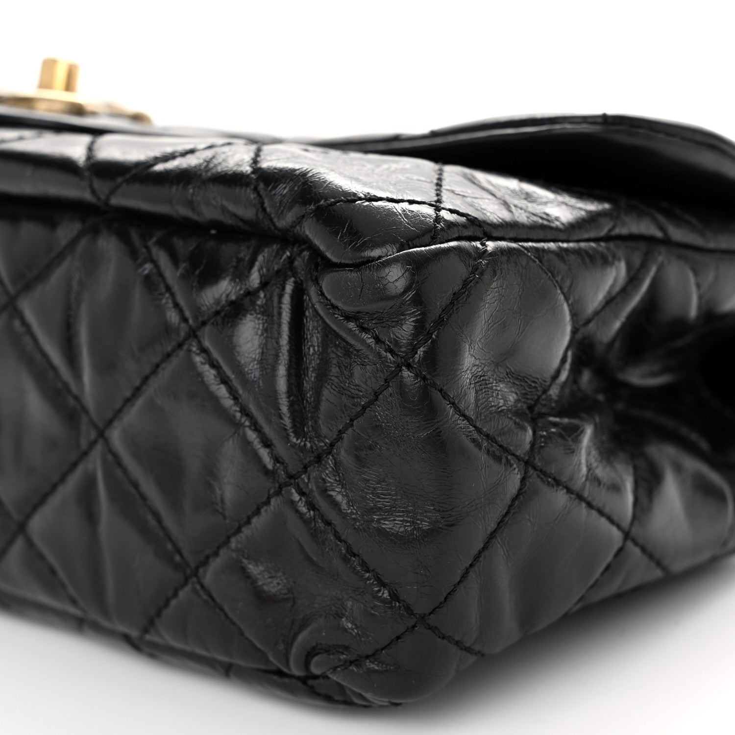 Chanel Glazed Calfskin Quilted Small Castle Rock Flap Black Burgundy 9 of 9