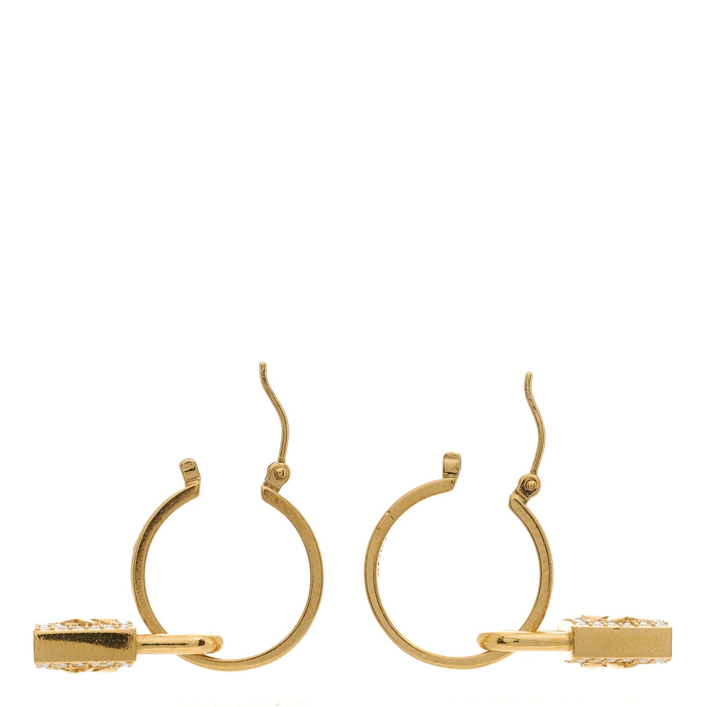 Crystal Lucky Padlock Earrings Gold