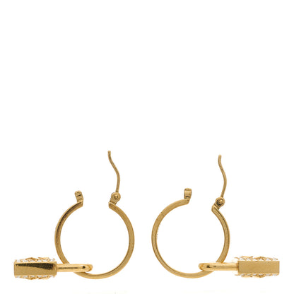 Christian Dior Crystal Lucky Padlock Earrings Gold 3 of 4