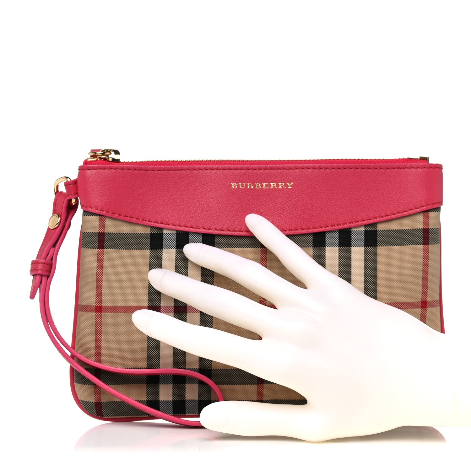 Burberry Haymarket Check Zip Pouch Pink 2 of 9