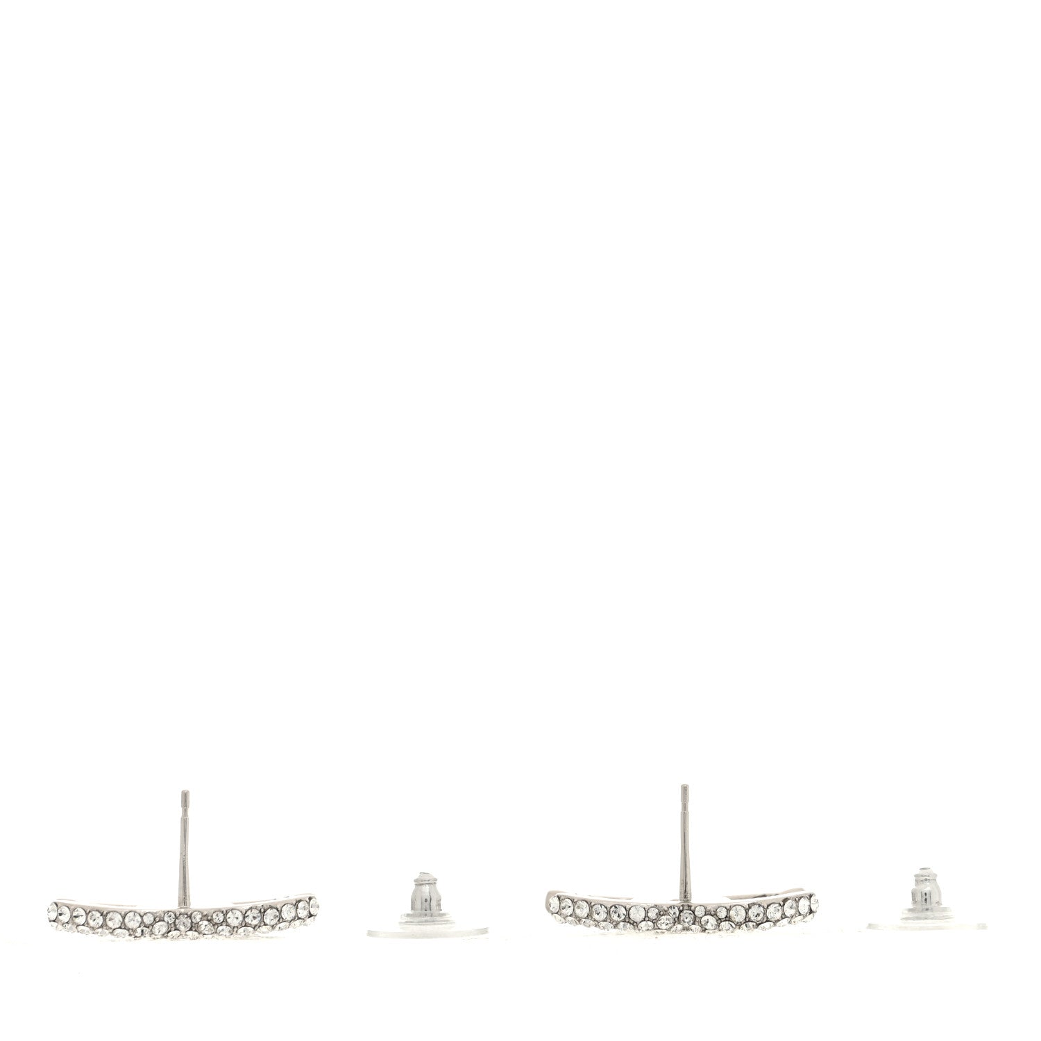 Chanel Crystal CC Treasure Chest Earrings Silver 3 of 5