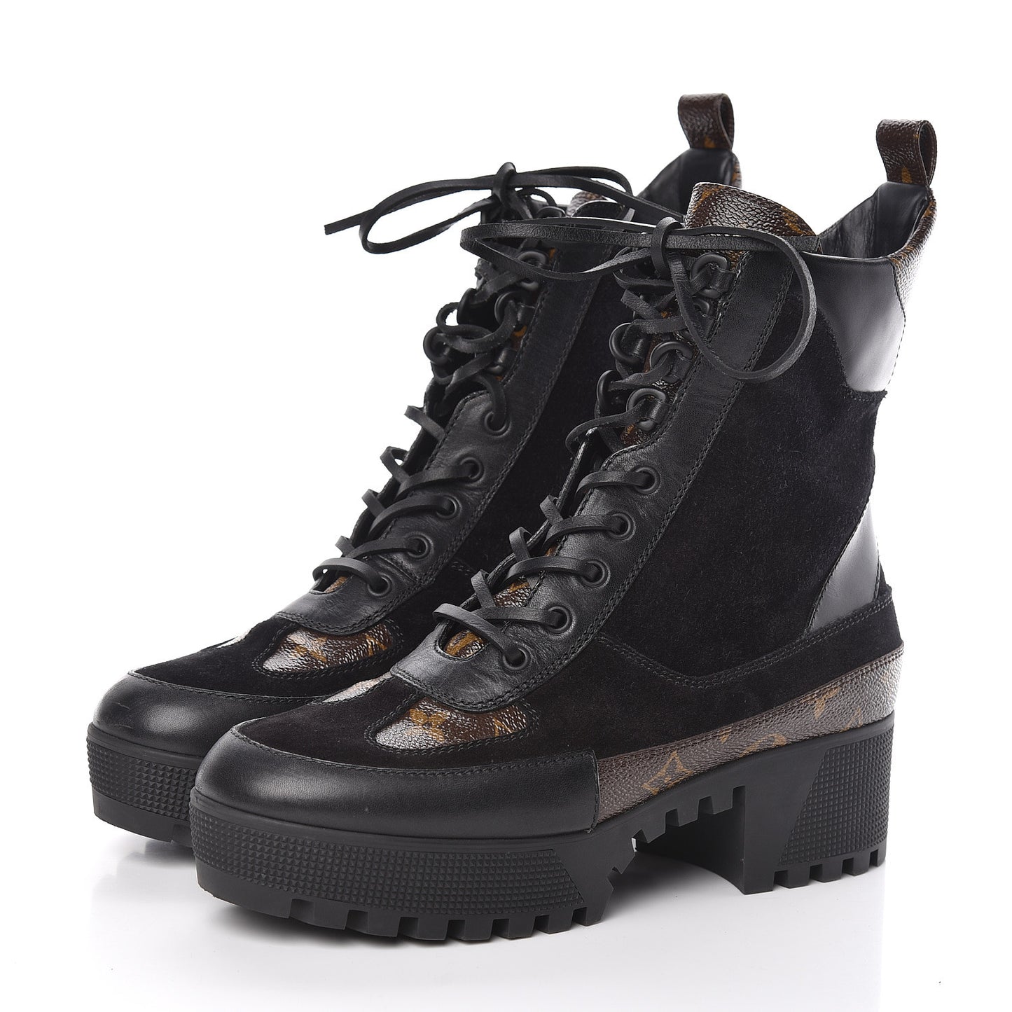 Suede Calfskin Monogram Laureate Platform Desert Boots 40 Black