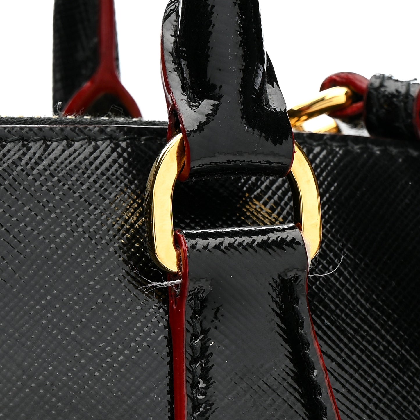 Saffiano Vernice Medium Promenade Tote Black Rosso