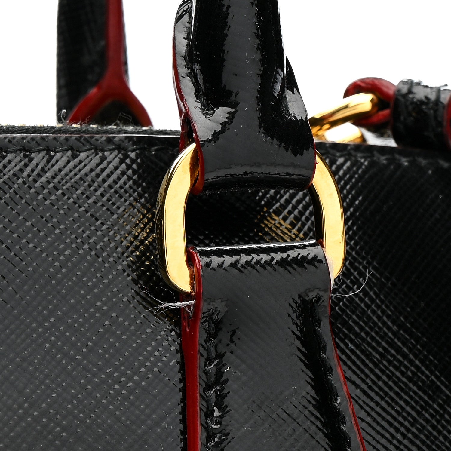 Prada Saffiano Vernice Medium Promenade Tote Black Rosso 16 of 18