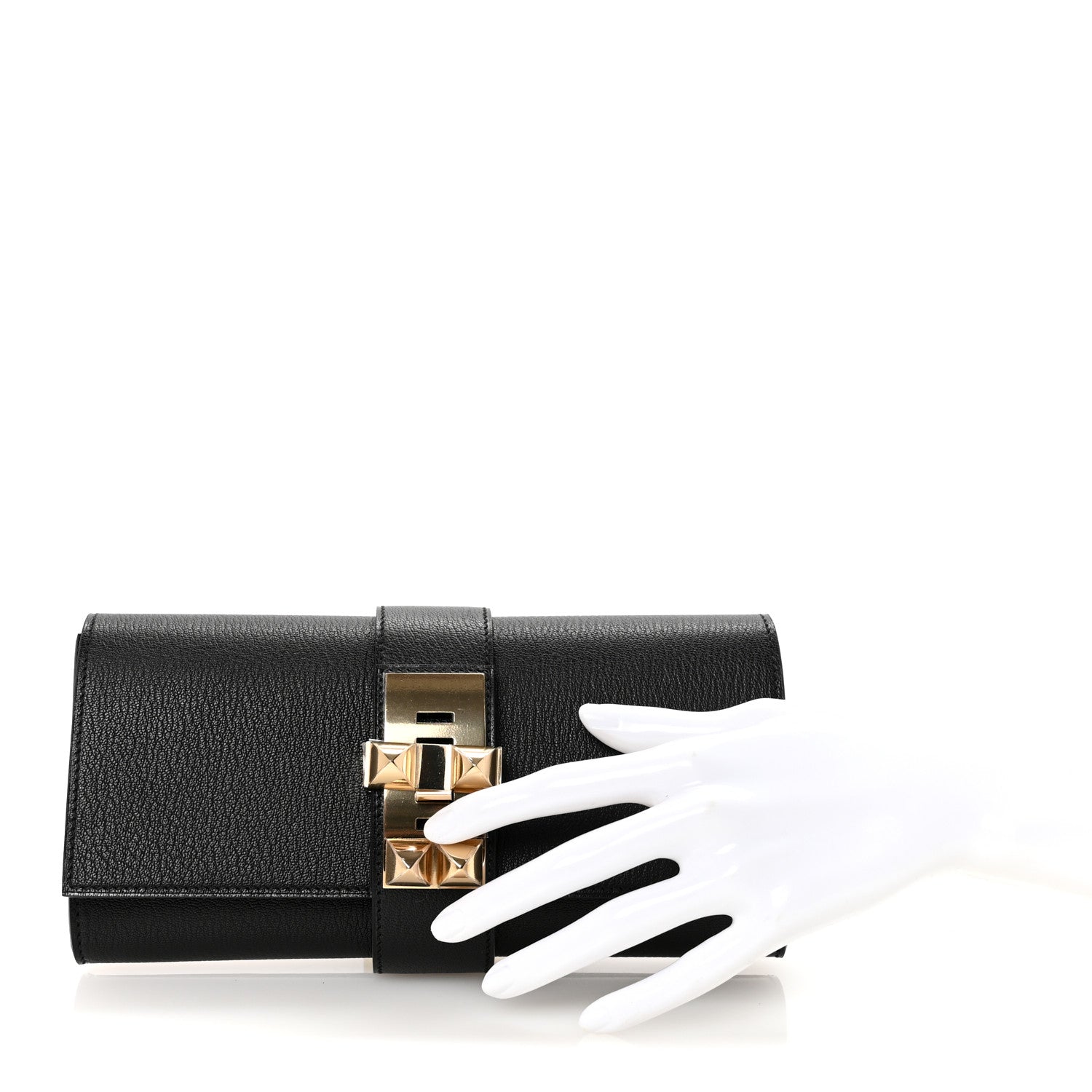 Hermes Chevre Mysore Medor 23 Clutch Black 2 of 7