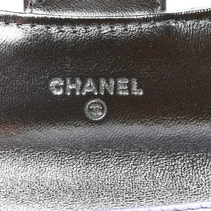 Chanel Gradient Metallic Calfskin Quilted Flap Card Holder Wallet Silver Blue Yellow Purple 6 of 8