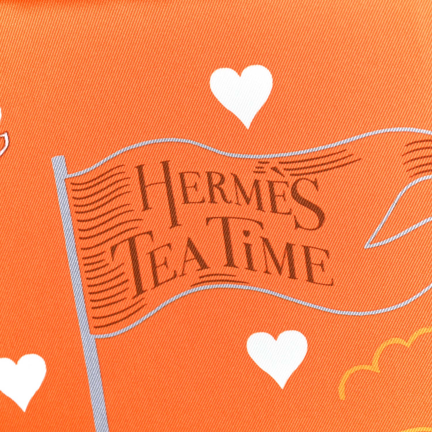 Hermes Silk Tea Time Scarf 70 Orange Gris White 3 of 6