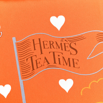 Hermes Silk Tea Time Scarf 70 Orange Gris White 3 of 6