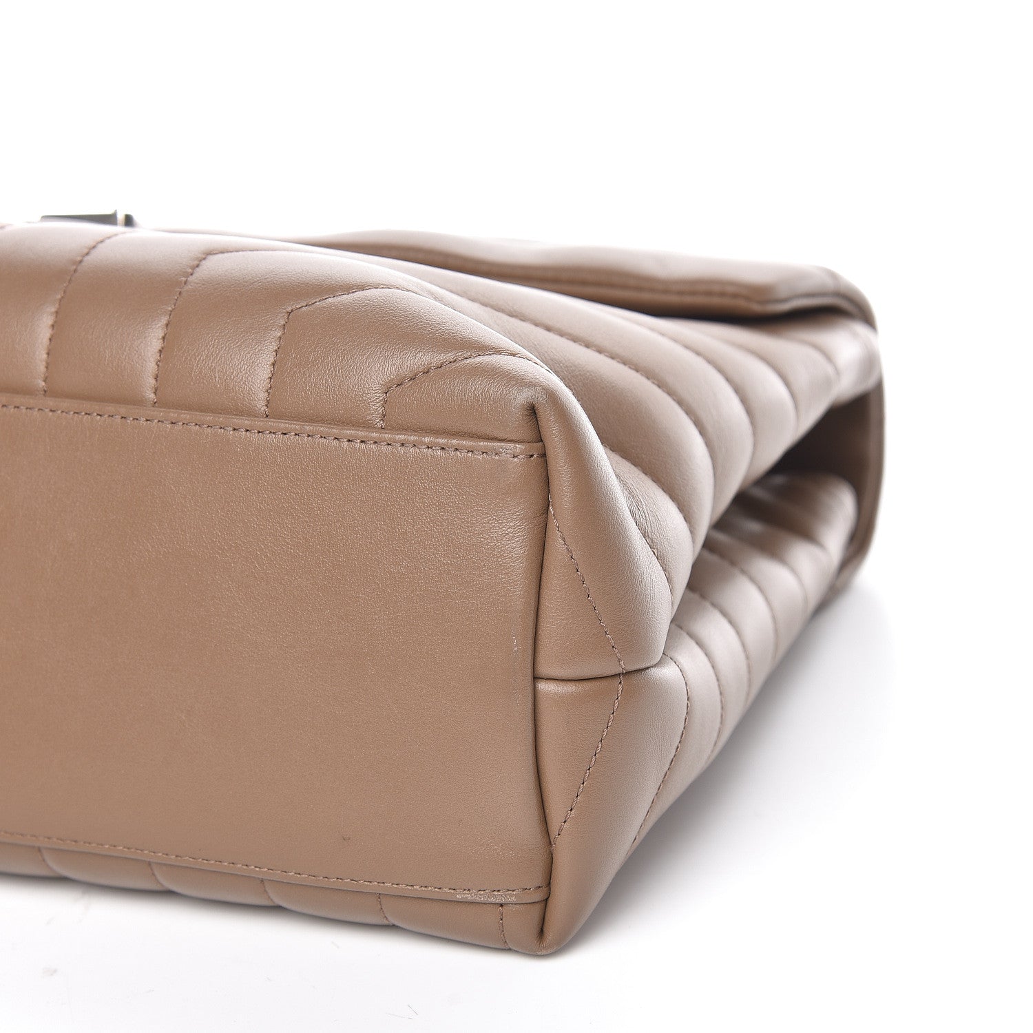 Saint Laurent Calfskin Y Quilted Medium Loulou Monogram Chain Satchel Light Brown 10 of 11