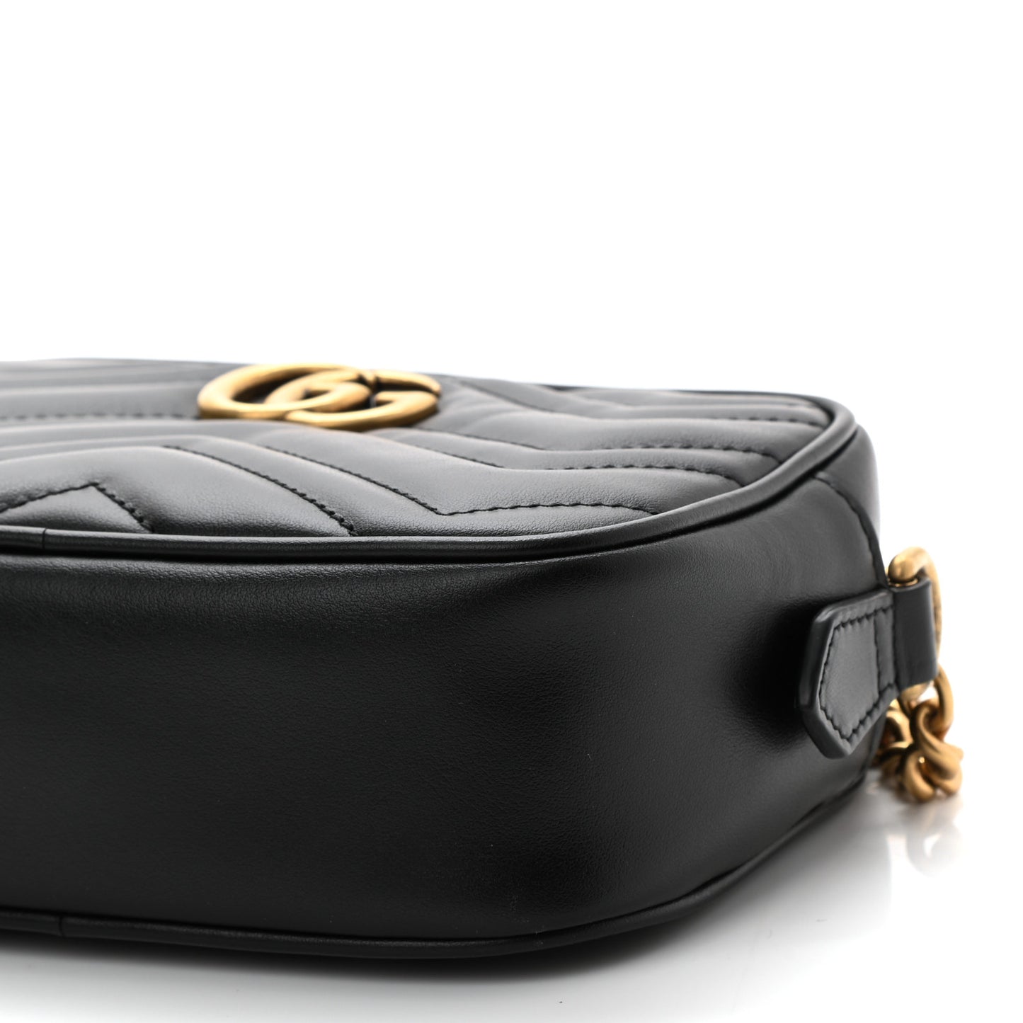 Calfskin Matelasse Mini GG Marmont Chain Shoulder Bag Black