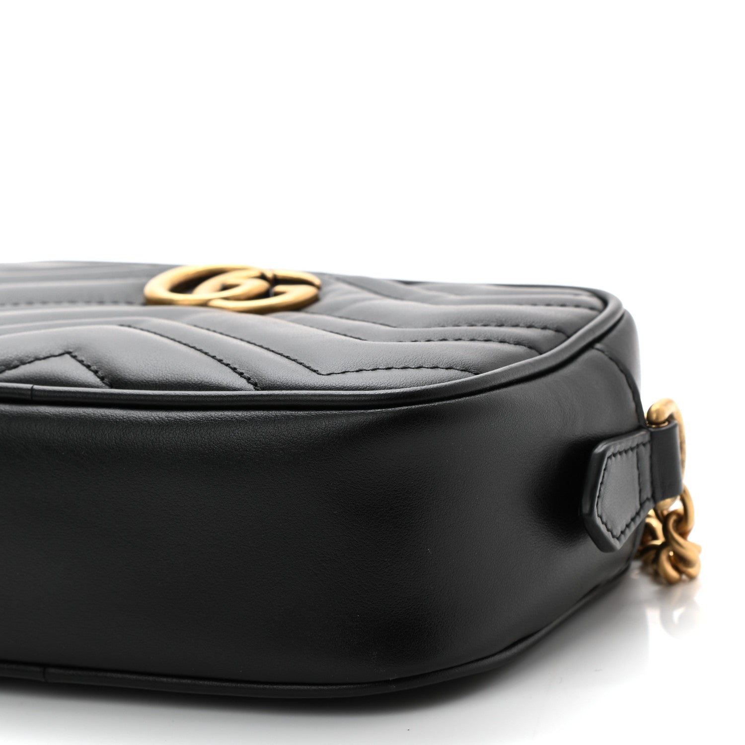 Gucci Calfskin Matelasse Mini GG Marmont Chain Shoulder Bag Black 11 of 11