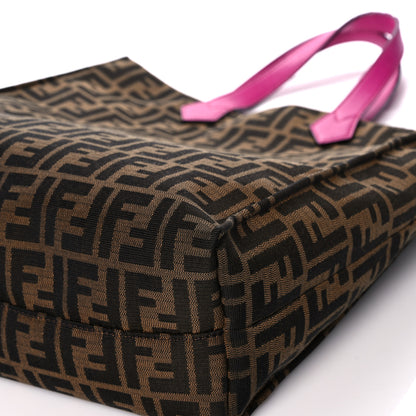 Fendi Zucca Vitello Elite Special Shopping Tote Tobacco Fuxia 14 of 16