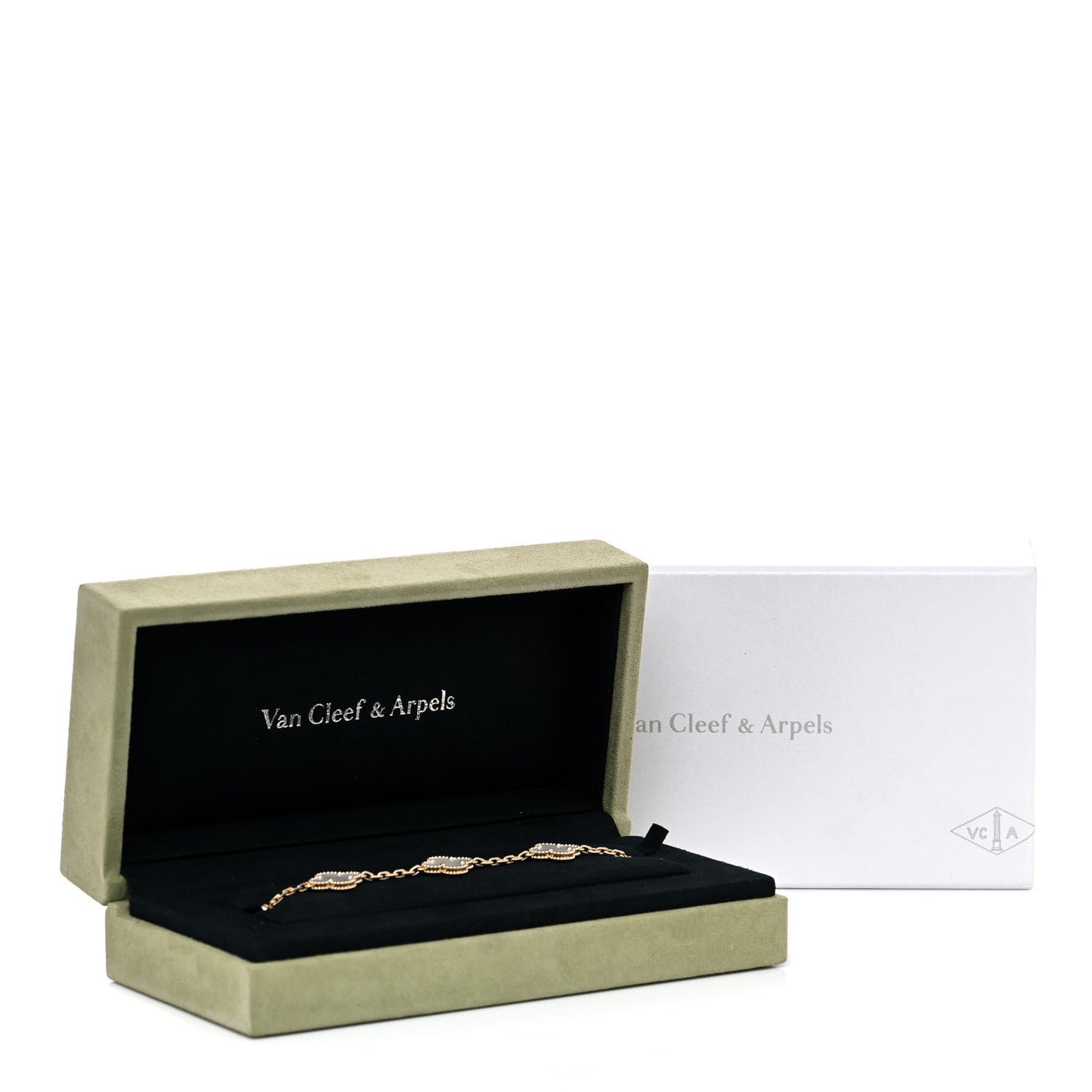 18K Yellow Gold Mother of Pearl 5 Motifs Vintage Alhambra Bracelet