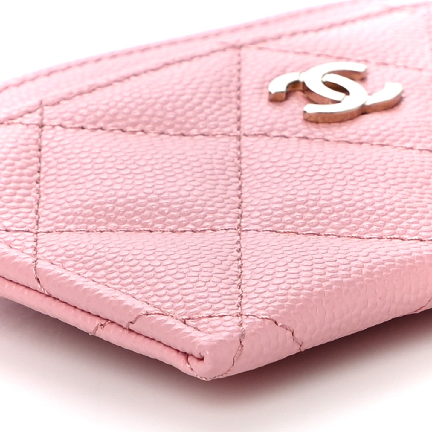 Caviar Quilted Card Holder Pink