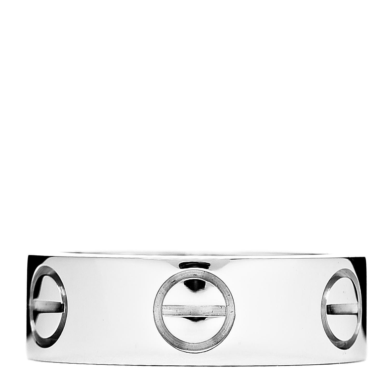Cartier 18K White Gold 5.5mm LOVE Ring 46 3.75 1 of 5
