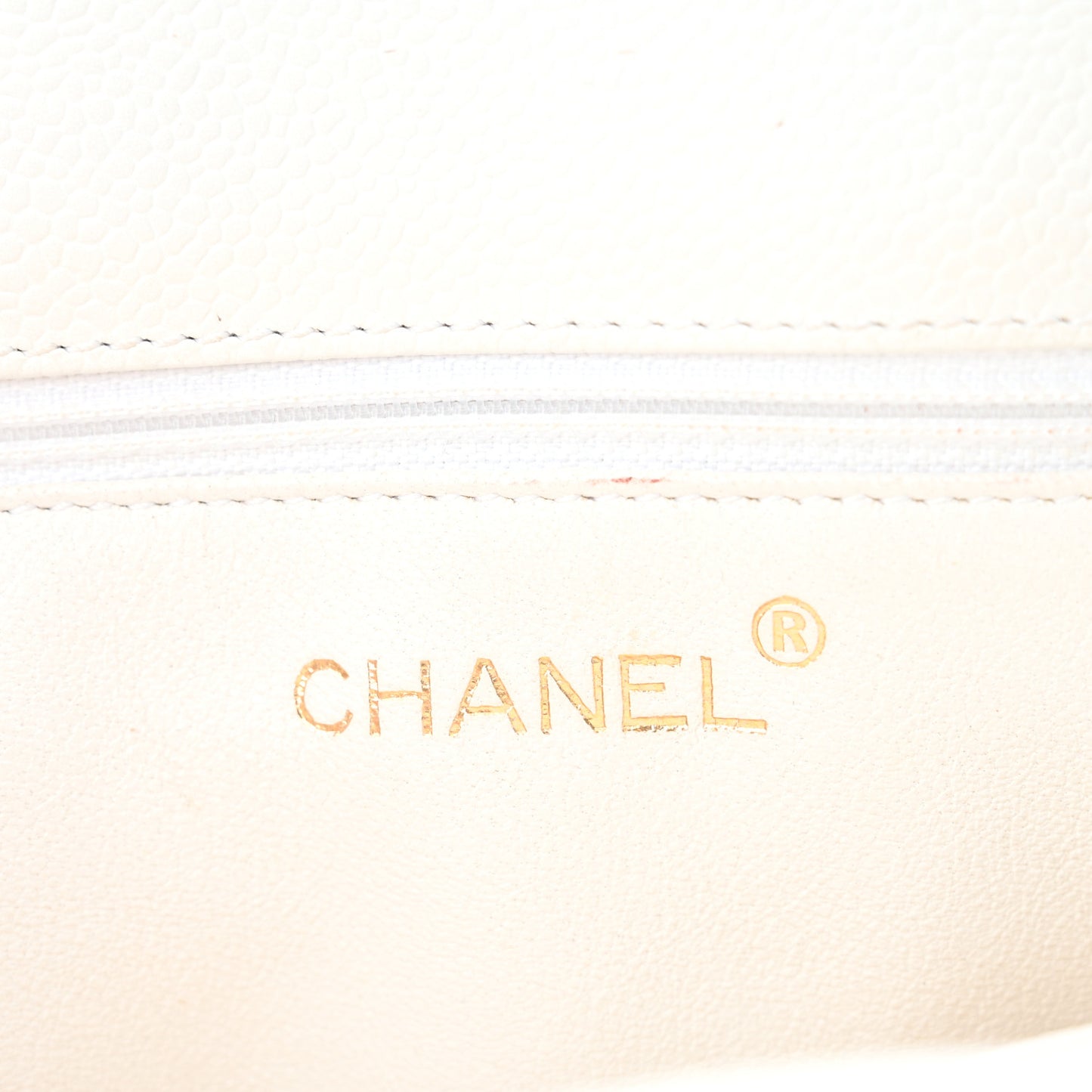 Caviar CC Wood Handle Tote White