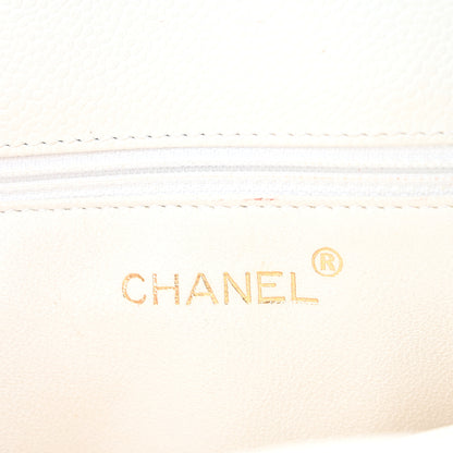 Chanel Caviar CC Wood Handle Tote White 5 of 9